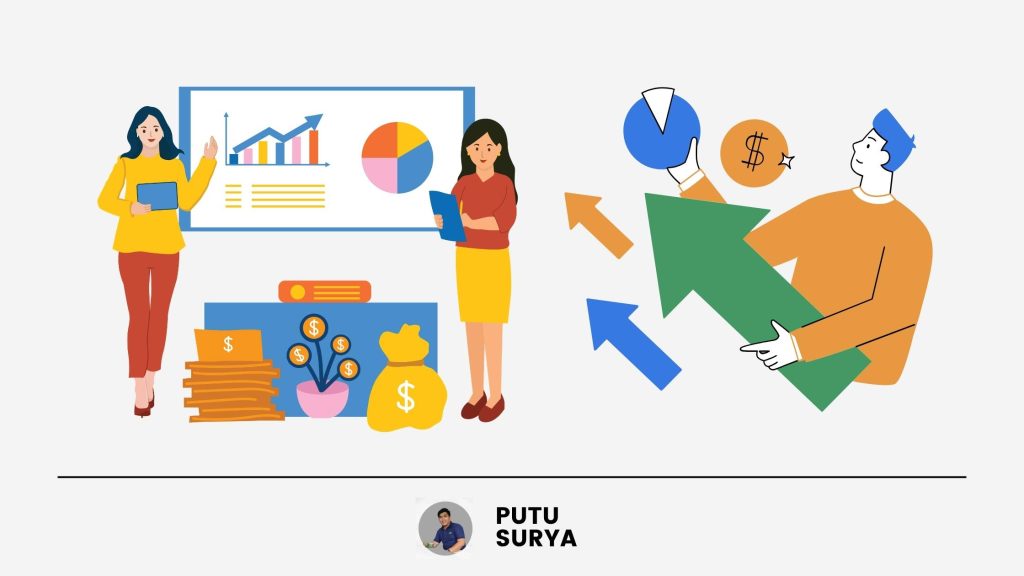 Managing personal finance illustration by Putu Surya Arysoma with budgeting charts and financial analysis concepts