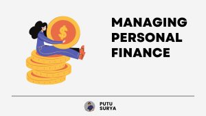 Managing personal finance illustration by Putu Surya Arysoma with gold coins and personal budgeting theme